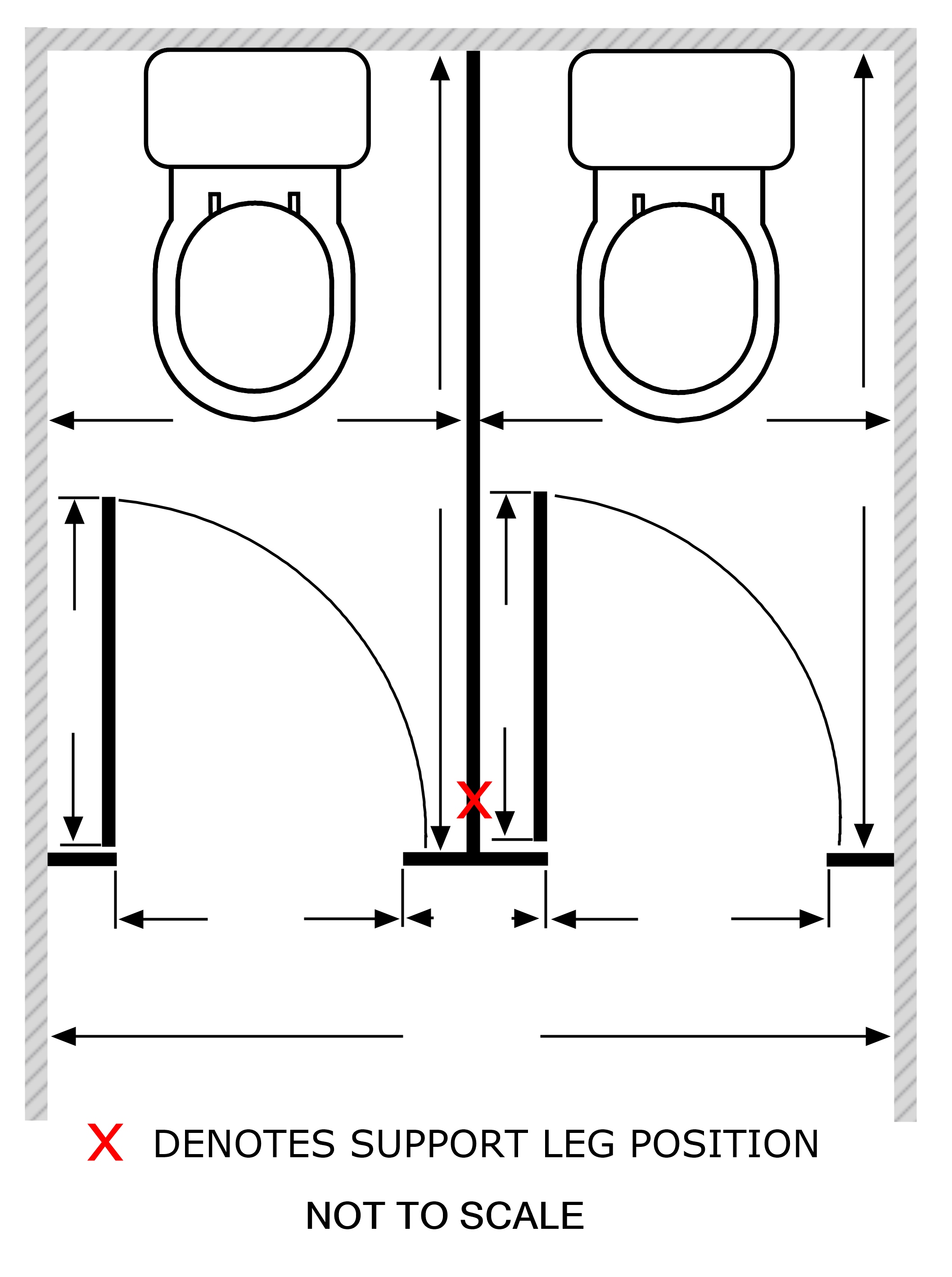 Lutley - 18mm Enclosed range of 2 WC cubicles